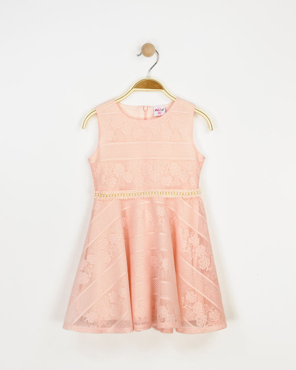 Picture of JH4265 GIRLS DRESS WITH LACE AND PEARLS